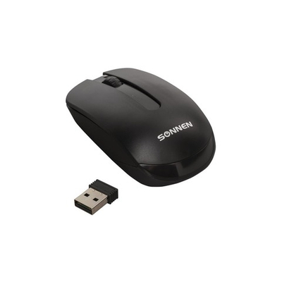 Мышь беспроводная SONNEN M-3032, USB, 1200 dpi, 2 кнопки + 1 колесо-кнопка, оптическая, черная, 512640