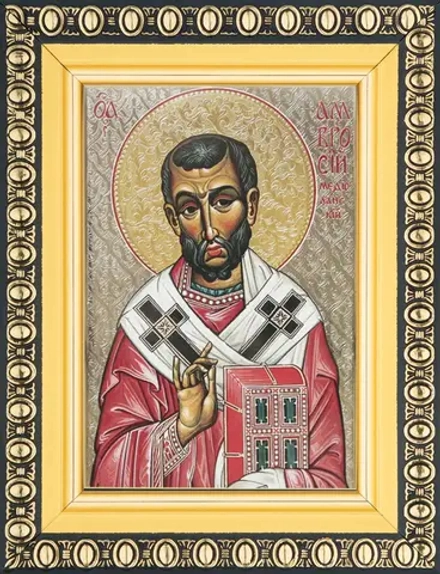 Икона "Амвросий Медиоланский" 6х9 в раме 8х11