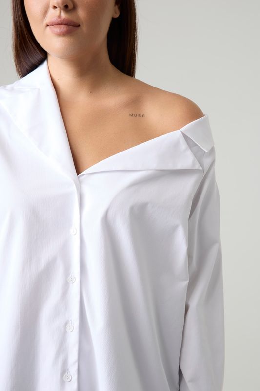 Рубашка на одно плечо из хлопка, белый