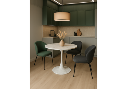 Стол деревянный Woodville Тулип 80х73 мрамор белый, белый, ножки белые