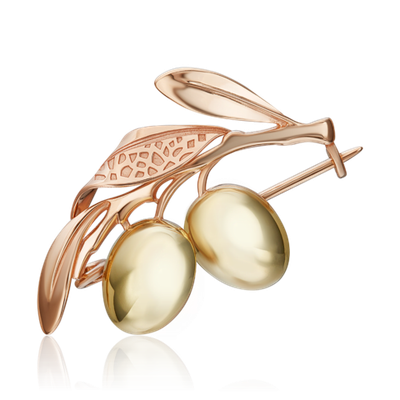 Брошь «Оливки» из комбинированного золота