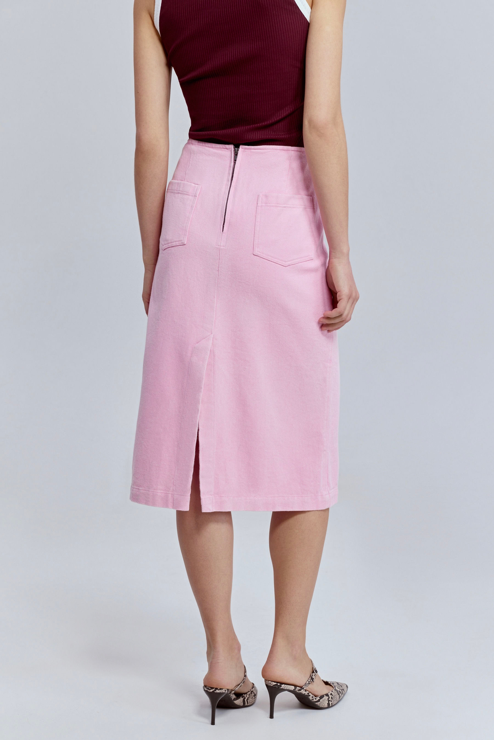 Юбка-миди из варёного денима