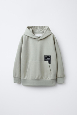 ZARA КОМПЛЕКТ: ТОЛСТОВКА С КАПЮШОНОМ И БРЮКИ-ДЖОГГЕРЫ ИЗ ТКАНИ ИНТЕРЛОК, СВЕТЛО-ЗЕЛЕНЫЙ