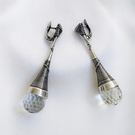 "Диксон" серьги в серебряном покрытии из коллекции "Фактура" от Jenavi с английским замком