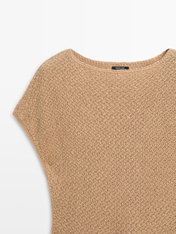 Massimo Dutti Топ из 100% льна с бахромой, жженый