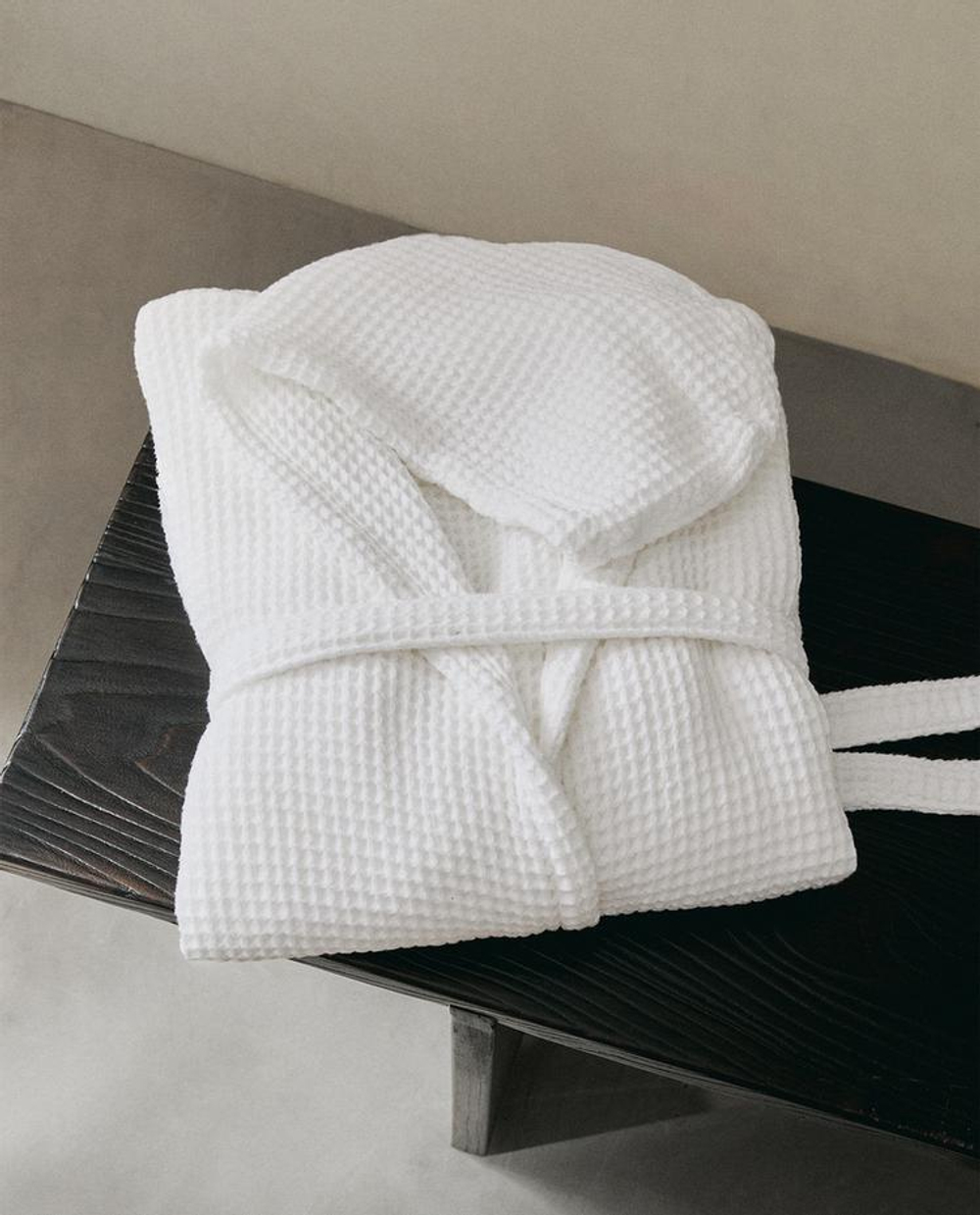 ZARA HOME ХЛОПКОВЫЙ ХАЛАТ С КАРМАНАМИ, БЕЛЫЙ