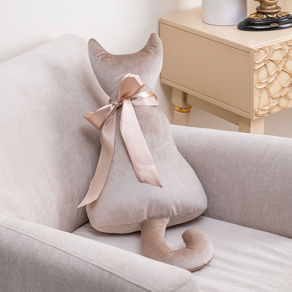 Подушка декоративная Кот Мур Вельвет Беж