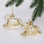 Елочные игрушки «Волшебная лошадка» 5*7 см (набор 2 шт), Золото