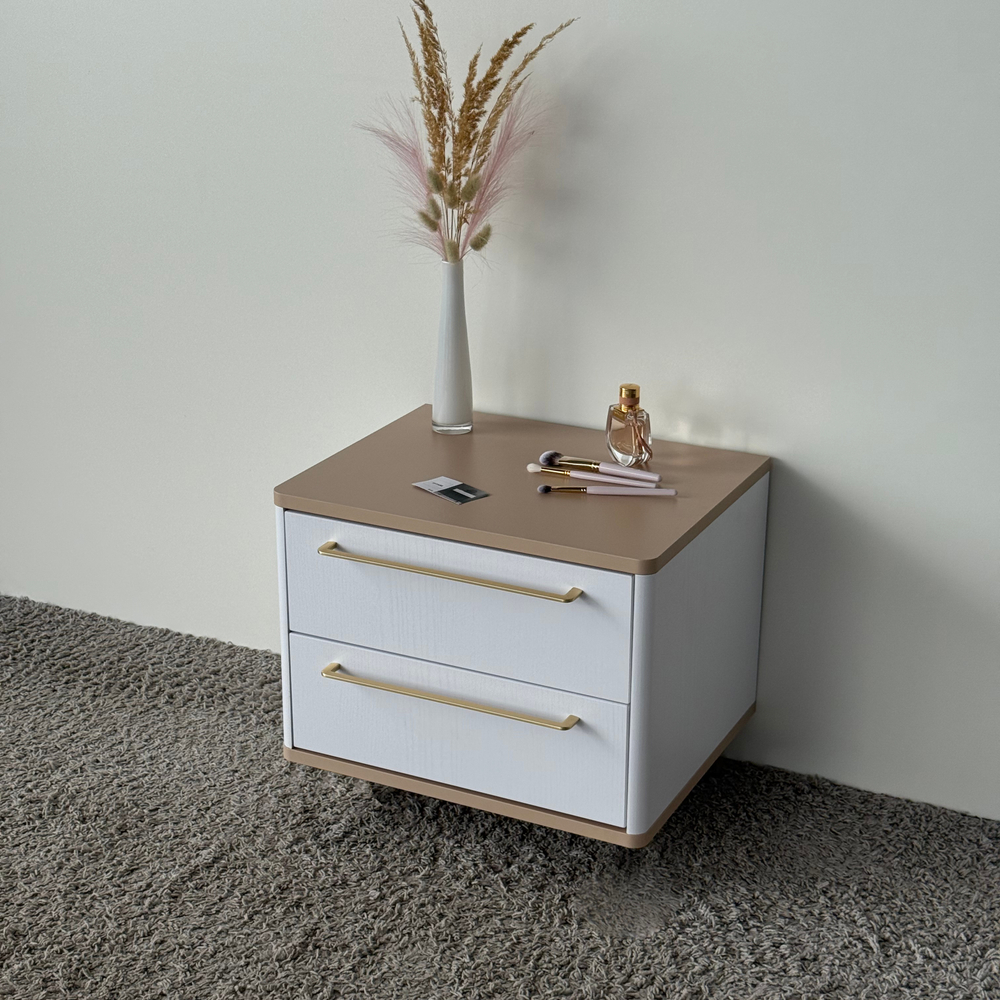 Тумба прикроватная подвесная ROYAL 5202 эко (Макиато-р.золото)