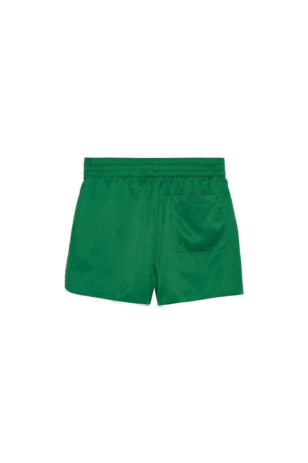 ZARA X BENITO ANTONIO КОНТРАСТНЫЕ АТЛАСНЫЕ ШОРТЫ, ЗЕЛЕНЫЙ