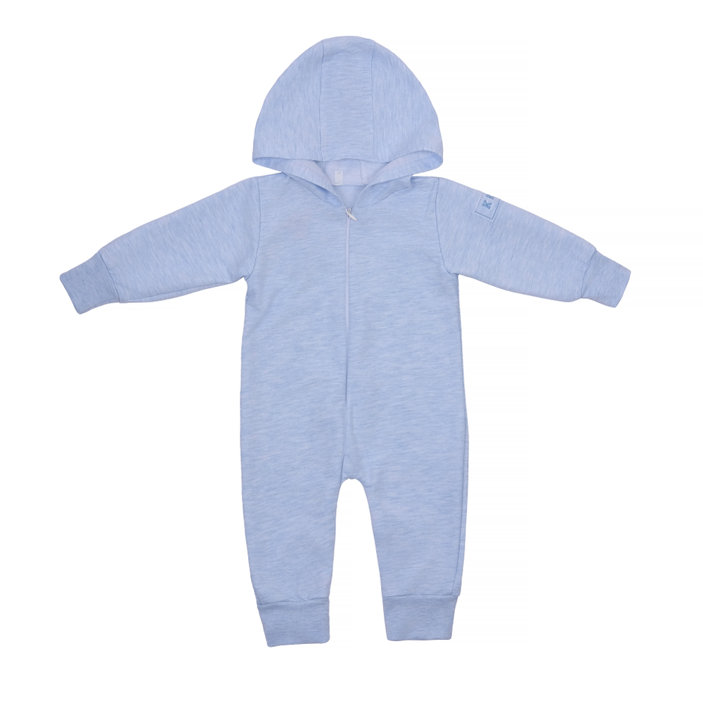 Комбинезон голубой на молнии с капюшоном