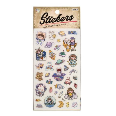 Наклейки "Мультяшки в космосе" 21,5*11см. светятся в темноте