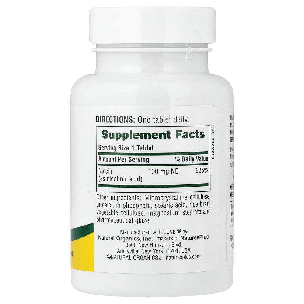NaturesPlus, ниацин, 100 мг, 90 таблеток