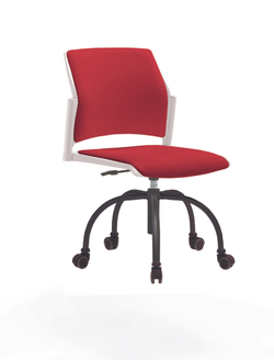 Кресло Rewind каркас черный, пластик белый, база паук краска черная, без подлокотников, сиденье и спинка красный