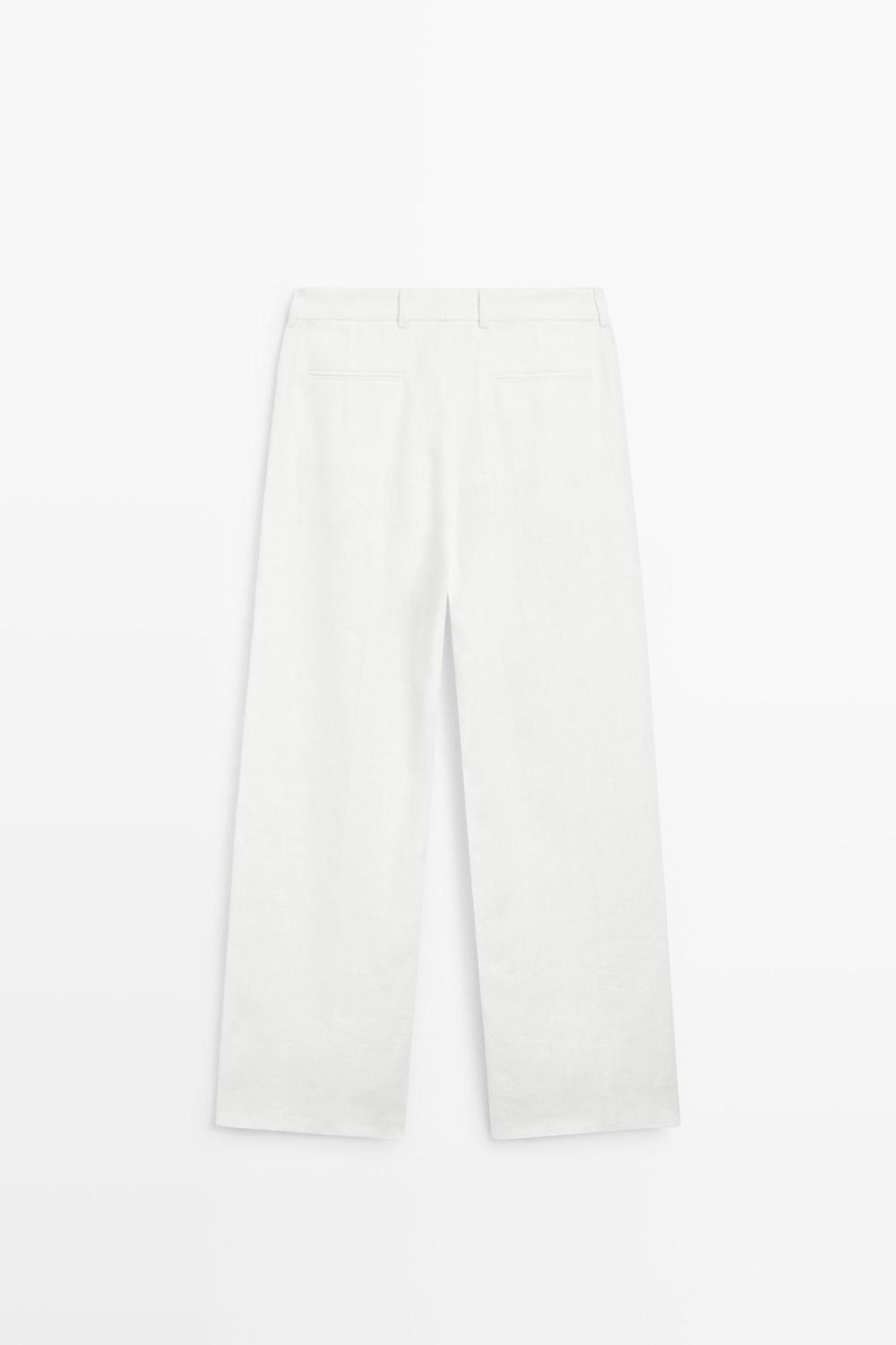 Massimo Dutti Брюки из 100% льна с защипами, белый