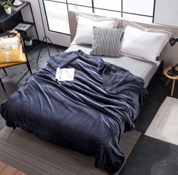 Плед 1.5 на полуторку Серый Барашка Велюр-Плюш 140х200