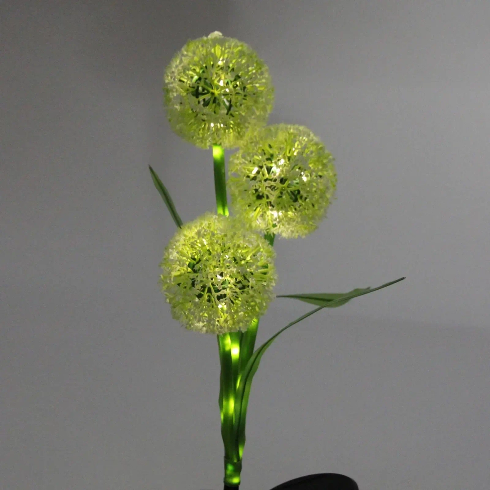 Светильник на солн.батарее (фигура на спице с подсветкой) «Одуванчики» 75 см, Белый (свечение тепл.белый)