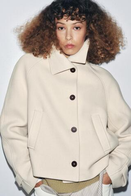 ZARA КОРОТКИЙ ТРЕНЧ С ШЕРСТЬЮ — ZW COLLECTION, ЭКРЮ