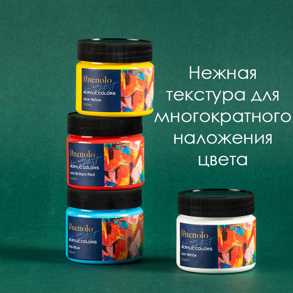 Краска акриловая DELI "Finenolo" художественная, глянцевая, 100 мл., черная, банка