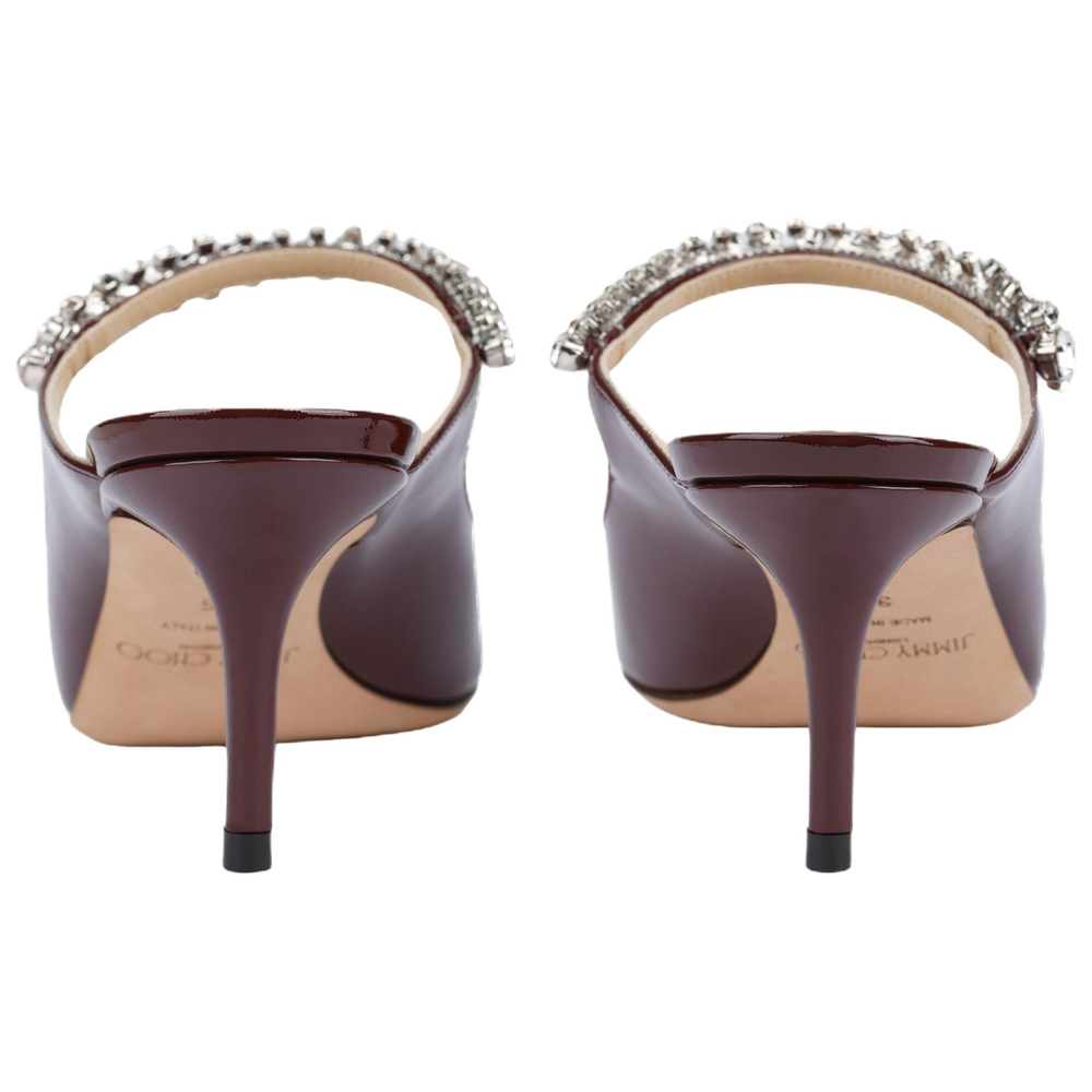 Jimmy Choo Bing 65mm Heeled Mule Burgundy Patent Leather