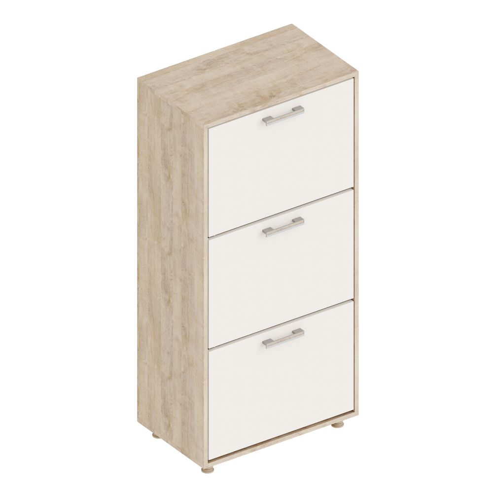 Обувница трехстворчатая "Граф" (Дуб баррик/перламутр), ЛДСП, Велес