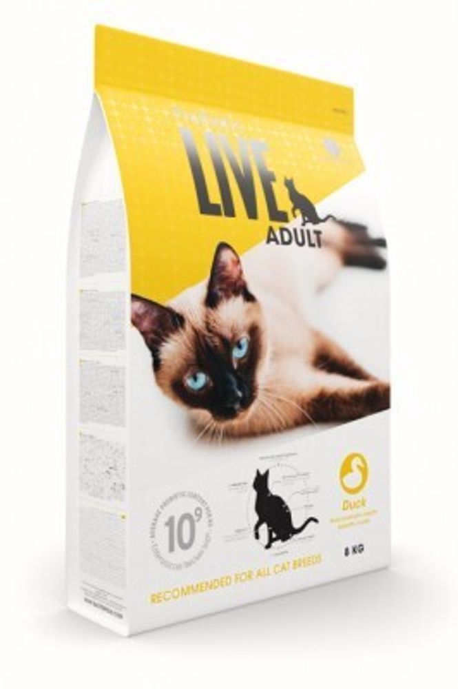 Сухой корм Probiotic Live для кошек утка 8 кг
