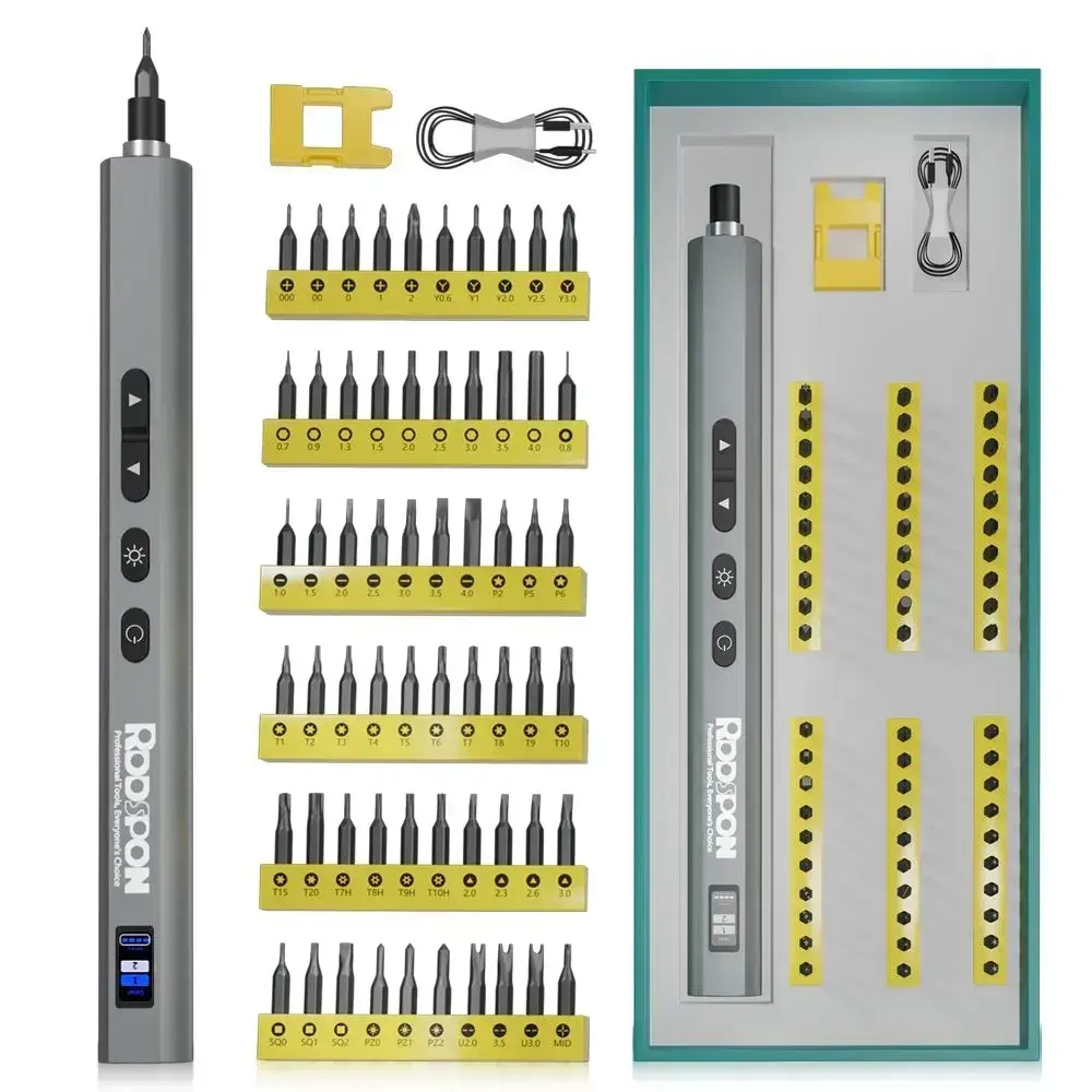 Электрическая отвертка RDDSPON Precision Screwdriver Kit 62 в 1 с набором бит для точных работ ( с подсветкой , магнитная)