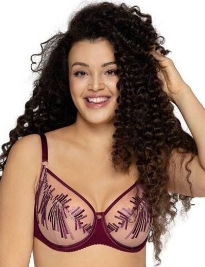 Бордовый бюстгальтер Calla с мягкой чашкой и эффектной вышивкой (Размер: 80E) (Цвет: бордовый)