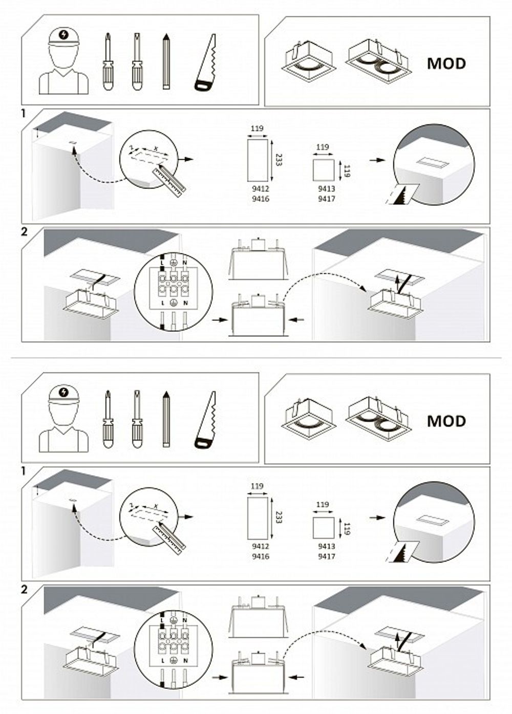 Встраиваемый светильник Nowodvorski Mod 9416