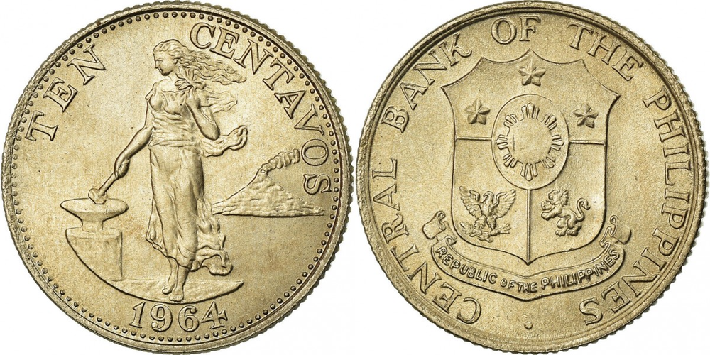 Филиппины 10 сентаво, 1958 - 1966 Свобода XF