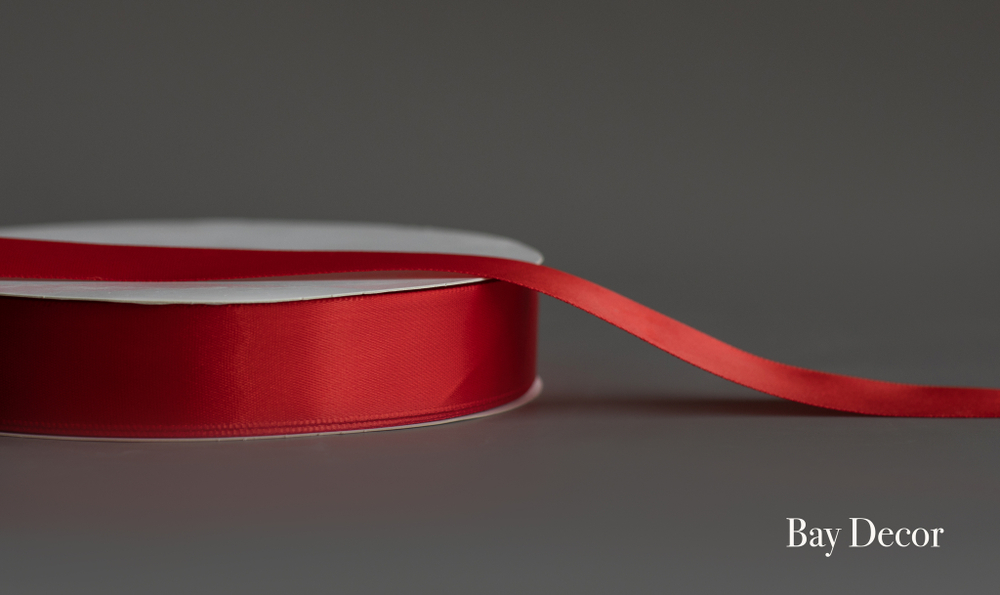 Лента DLCY235 атласная красная 2,5 см.*100 ярдов