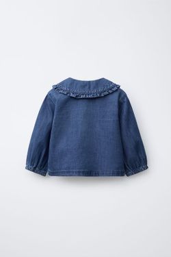 ZARA ДЖИНСОВАЯ РУБАШКА, ВЫЦВЕТШИЙ СИНИЙ