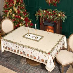 СКАТЕРТЬ "ЩЕЛКУНЧИК" 160Х220СМ БЕЖЕВЫЙ,100% ХЛОПОК,ТВИЛ