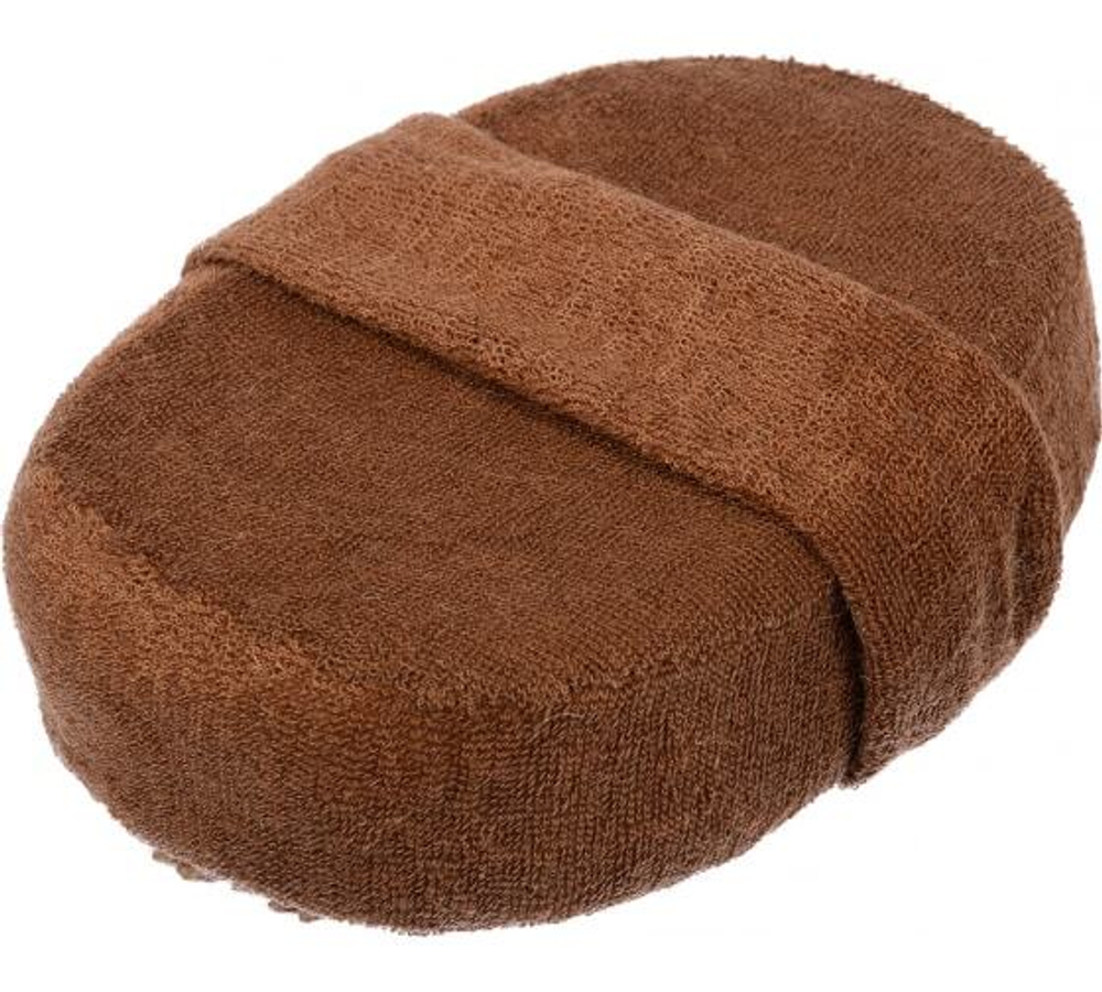 Мочалка из рами, объемная, овальная с хлопком, 10х15х5 см, medium, для бани и сауны "Банные штучки" / 30