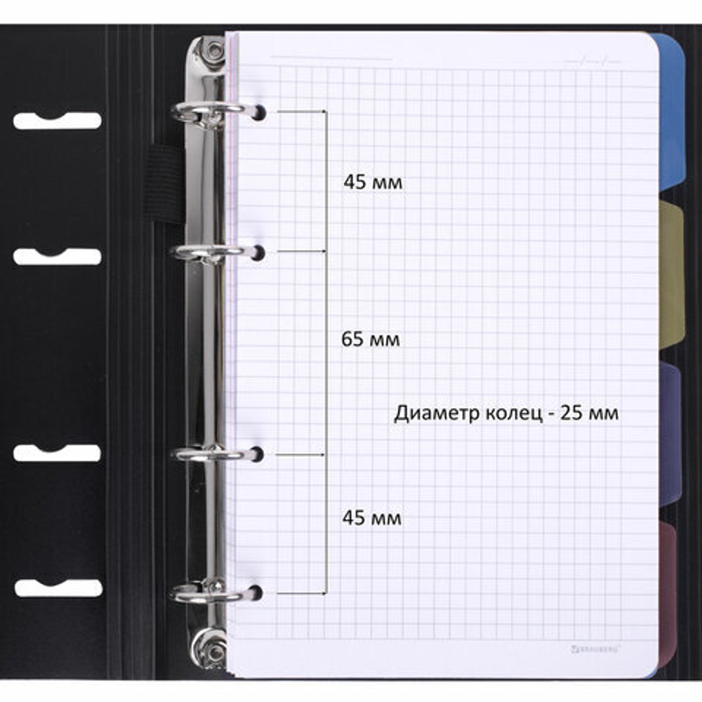 Тетрадь на кольцах А5 175х220мм, 120л, пластик, на липучке с разделителями, BRAUBERG, Черный,404637