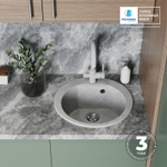 Мойка POLYGRAN ATOL-520 светло-серый №314 (серый), смеситель SKS5 светло-серый