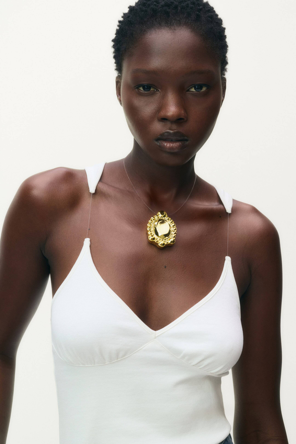 H&M - Glenn Martens Топ без рукавов в рубчик, белый