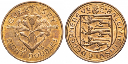 Гернси 8 дублей, 1956 - 1966 Лилия XF