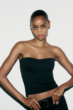 ZARA ТОП БАНДО ИЗ ПОЛИАМИДА, ЧЕРНЫЙ