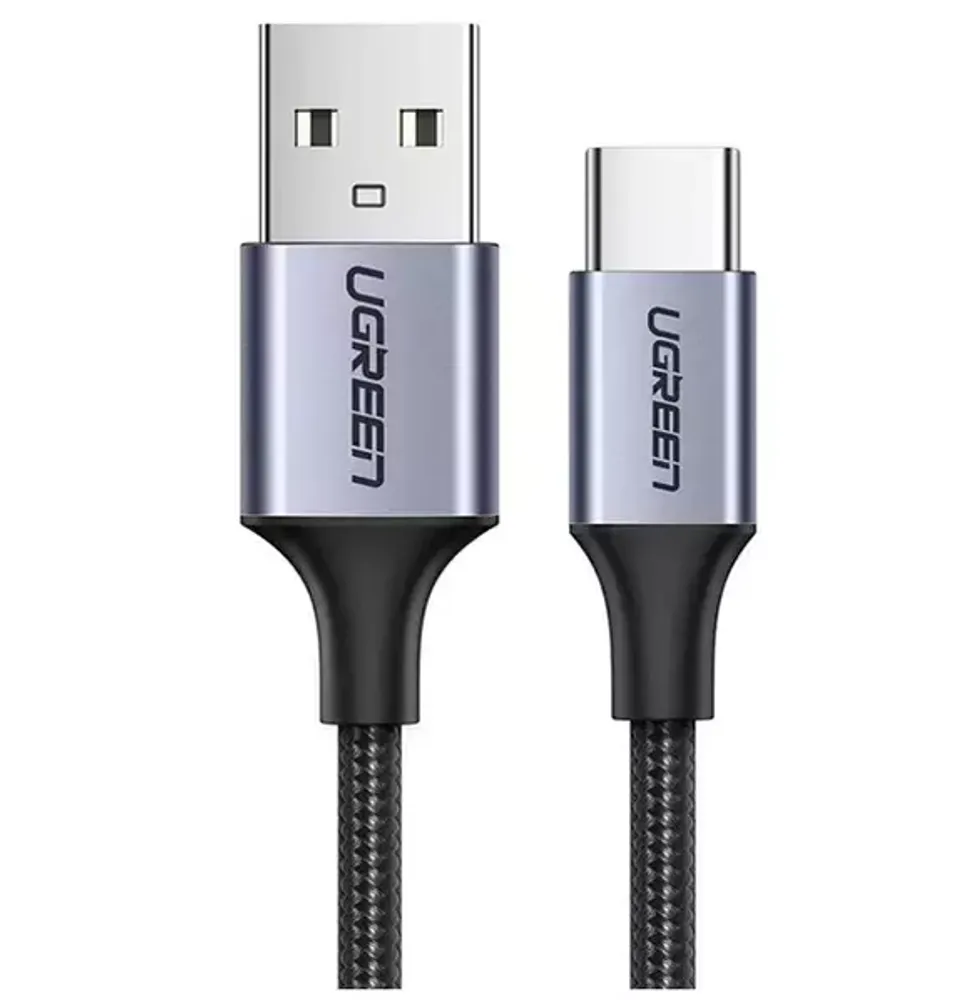 Кабель UGREEN US288 USB-A 2.0 to USB-C Cable Nickel Plating Aluminum Braid 1.5m (Black)