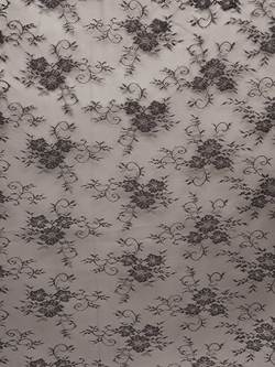 Кружево шантильи черное широкое неэластичное ширина 1,5 м купон 2.9 м