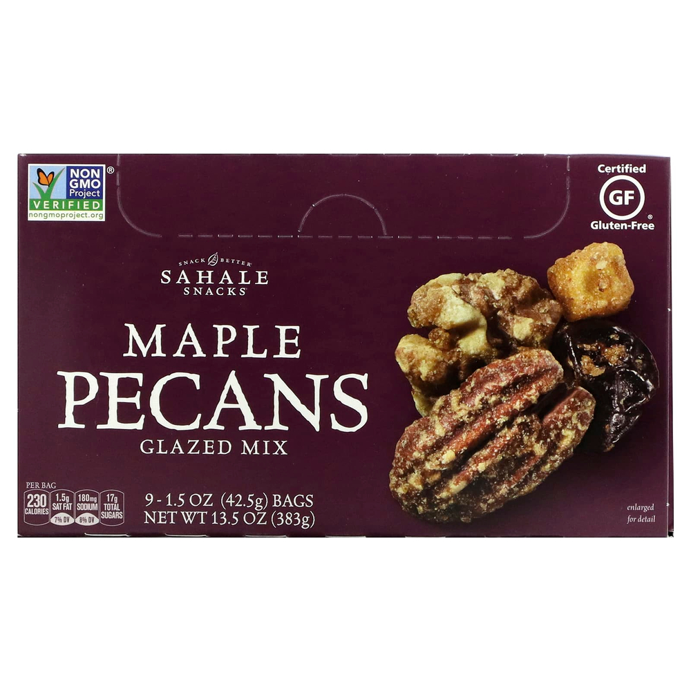Sahale Snacks, Глазированный батончик, кленовые орехи и пекан, 9 упаковок, 1,5 унции (42,5 г)