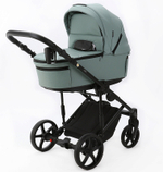 Детская коляска Adamex Zico Deluxe New 2 в 1 ZN-SA20 (СЕРО-ЗЕЛЕНАЯ КОЖА)