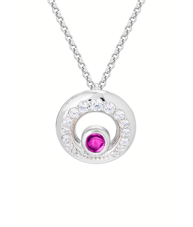Подвес малый из серебра со вставками из выращенного рубина и бесцветных фианитов