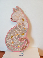 Набор для творчества мозаика стеклянная Розовый Кот 18 см.