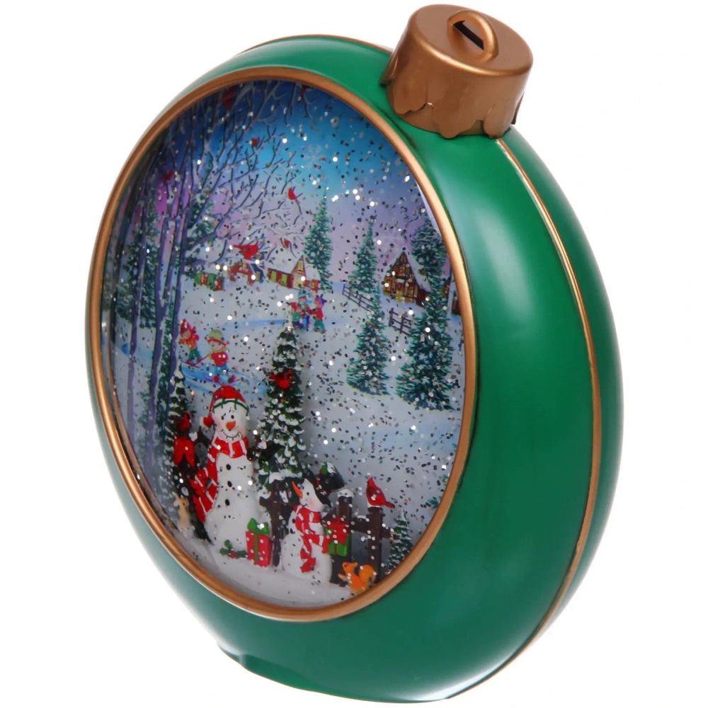 Сувенир с подсветкой «Новогодний шар» 20.9*8.5*21.3 см (8 мелодий, USB + батарейки, подсветка, парящий снег)