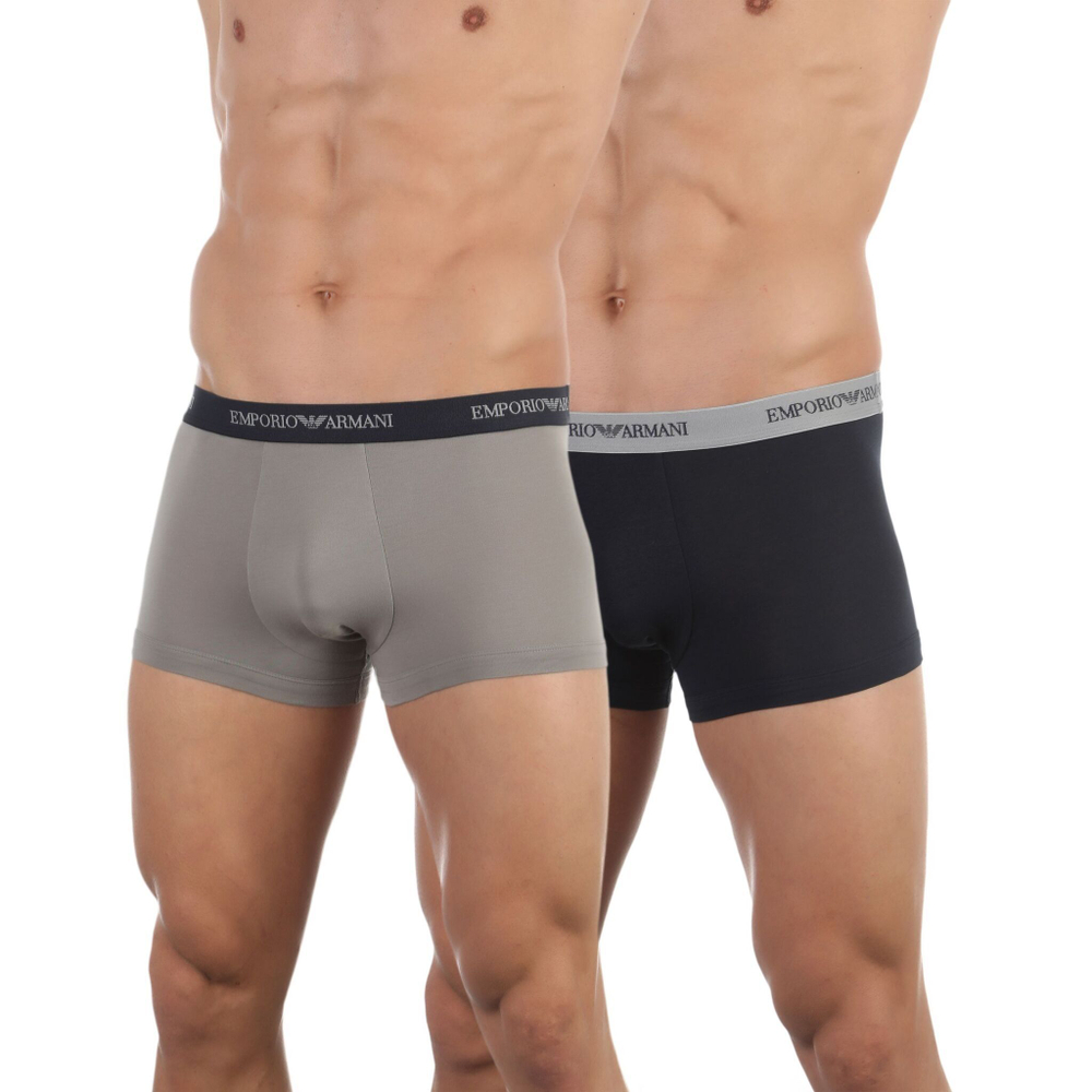 Набор из 2 трусов-боксеров Emporio Armani - серых и темно-синих (Размер: XL) (Цвет: разноцветный)