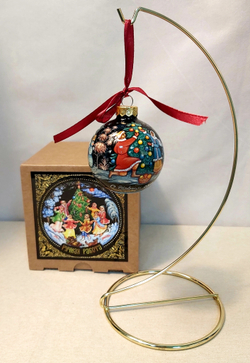 Шар новогодний с ручной росписью  Палех "Елка"