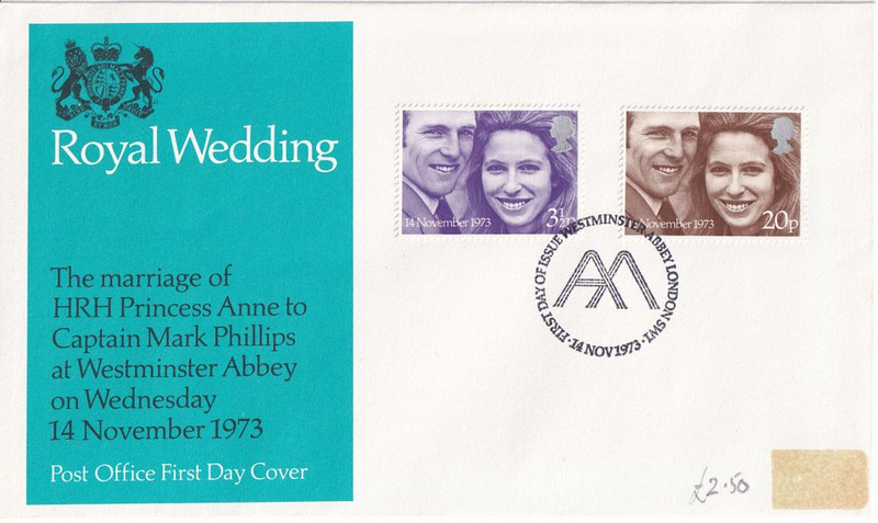 Конверт Первого дня Великобритании от 14 ноября 1973 года с двумя марками и спецгашенем