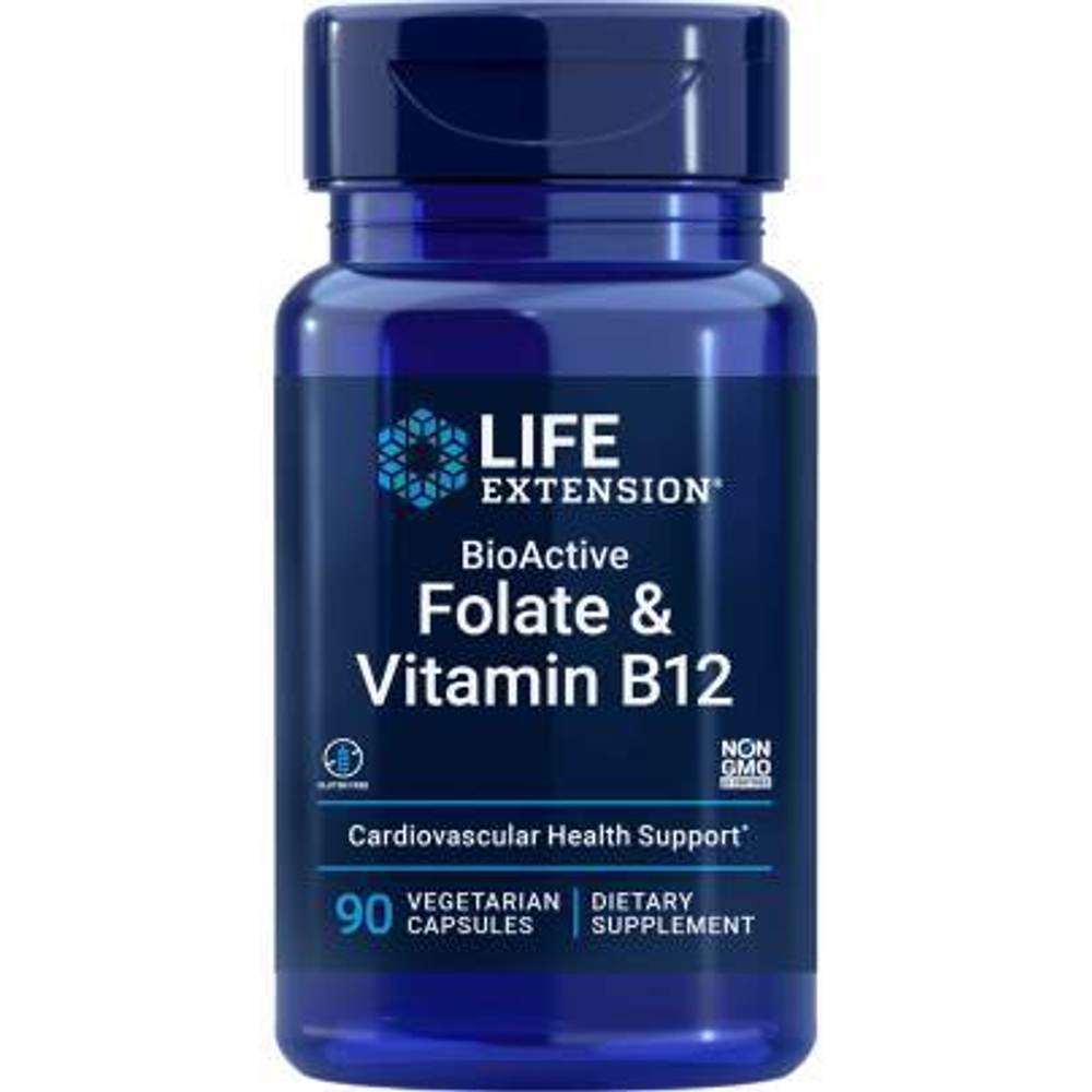 BioActive Folate & Vitamin B12 90 капсул Life Extension